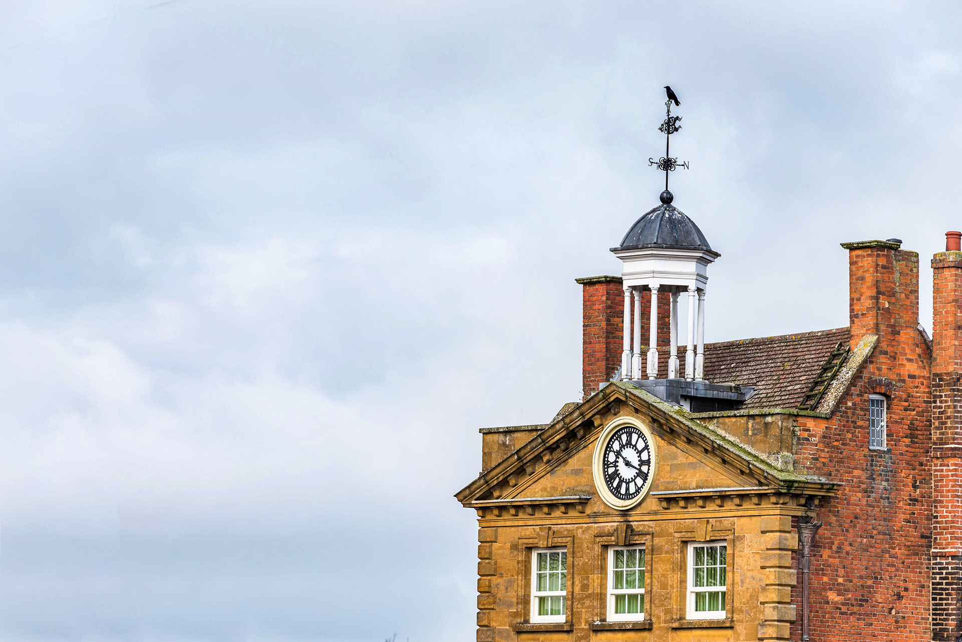 Commercial Pest Control in Daventry image shows The Moot Hall building roof in Daventry town centre