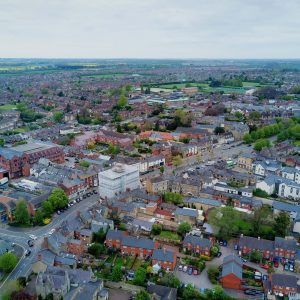 Commercial Pest Control in Brackley this is an aerial image of Brackley town centre