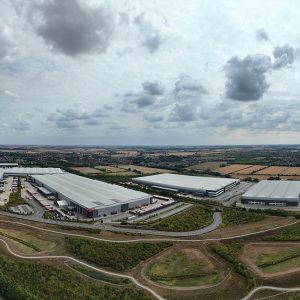 Commercial Pest Control in Wellingborough this picture shows an aerial view of industrial warehouses in Wellingborough