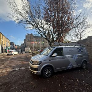 contact iX5 Pest control Rugby, this inmage shows one of our vans parked in Rugby